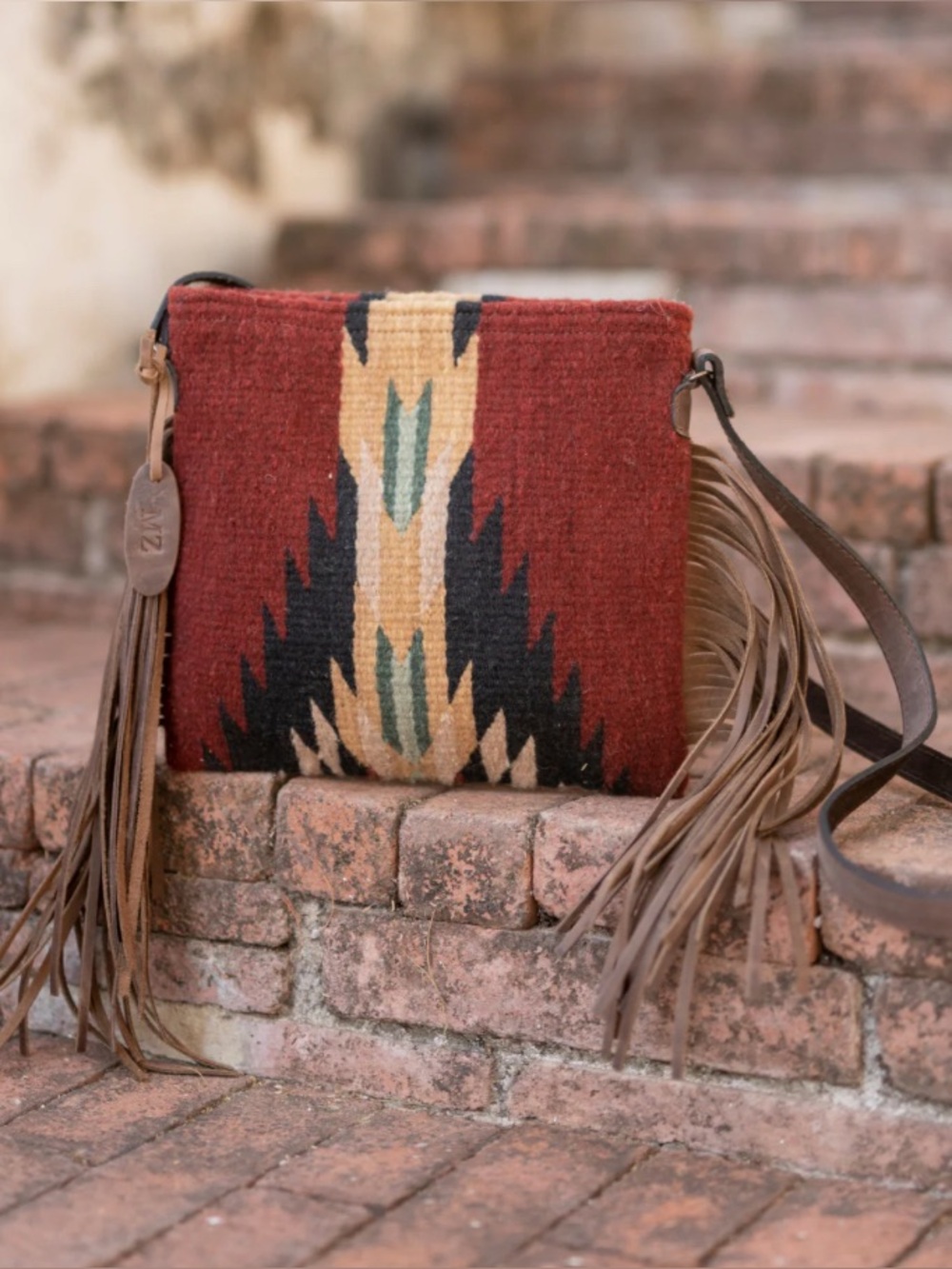 MZ Made Fringe - Wool Brisas Pattern Handwoven Crossbody Bag Purse